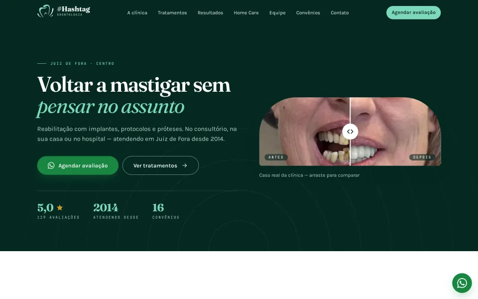 Site da Hashtag Odontologia